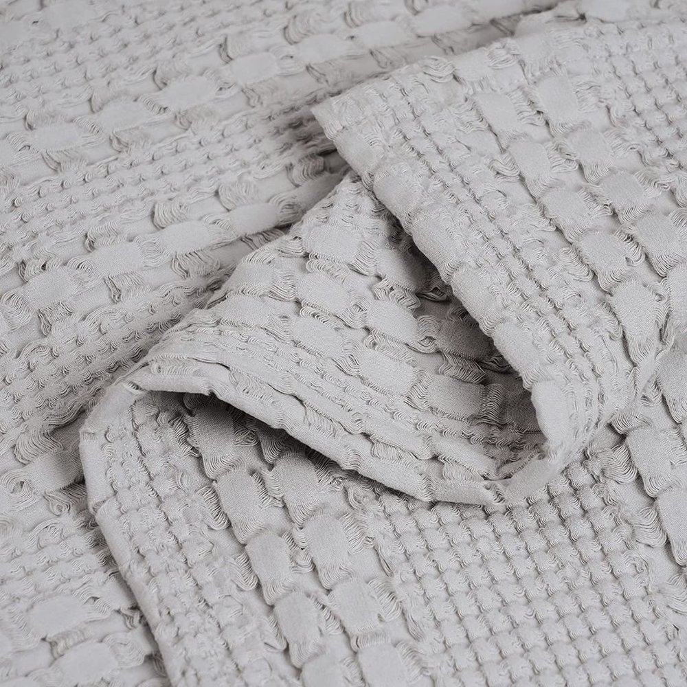 Luxury Cotton Waffle Weave Blanket Queen Gray - Picture 6 of 8